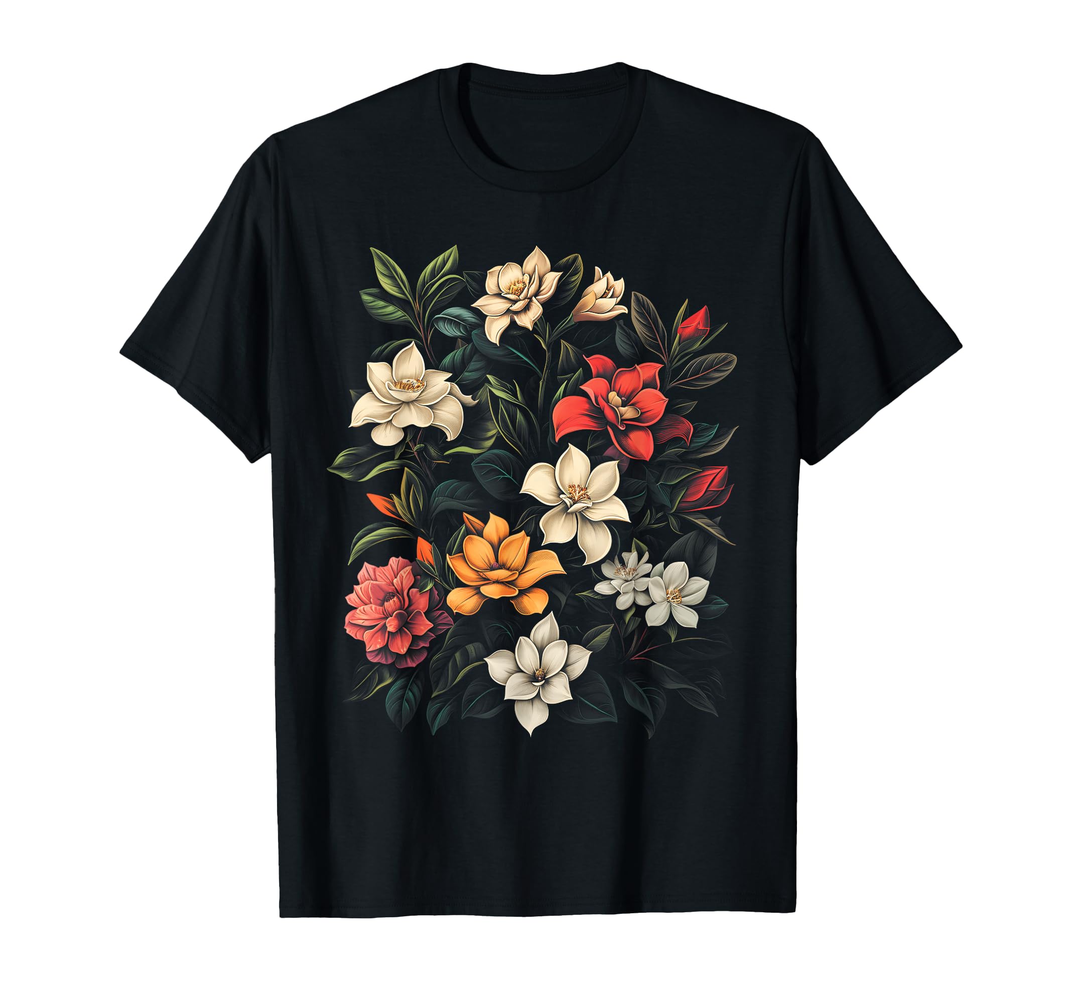 Vintage Botanical Gardenia Flower Girl Cute Floral Plant Mom T-Shirt