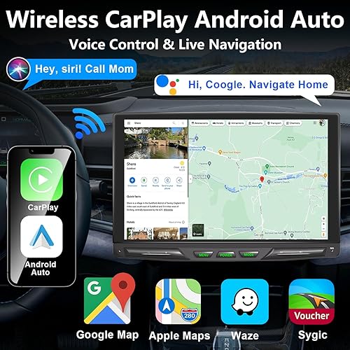 Miniatura 4 de Estéreo inalámbrico para automóvil de 10.1 pulgadas, desmontable y ajustable, Apple Carplay y Android Auto con pantalla táctil IPS de 1280 x 800,