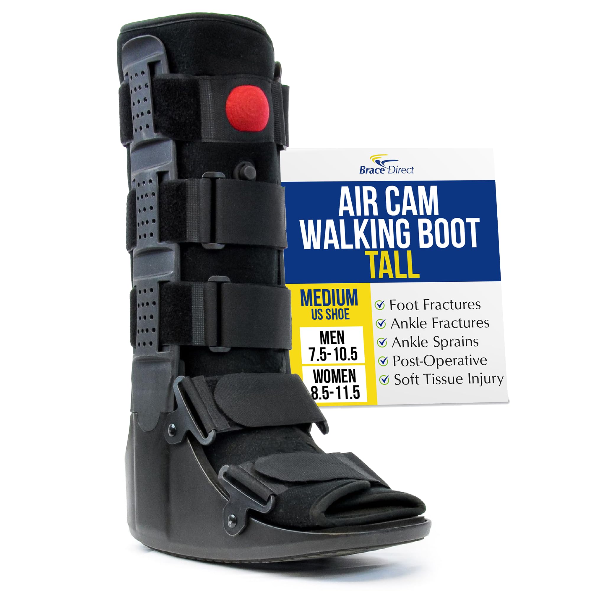 Brace Direct Tall Air CAM Walker Fracture Boot Walking Boot for Ankle Injuries, Foot Fractures & Post-Surgery (Medium - US Shoe Men 7.5-10.5 / Women 8.5-11.5)