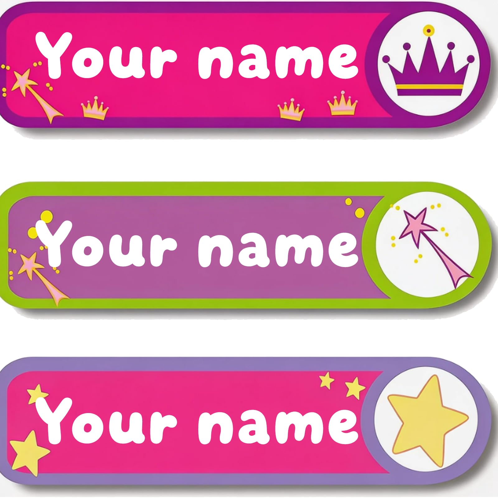 Personalized Waterproof Name Stickers for Kids, Washable Clothing Labels, Durable Name Tags for School, Kindergarten, Lunch Boxes, Books, Toys – Ideal Back to School（Princess Star）