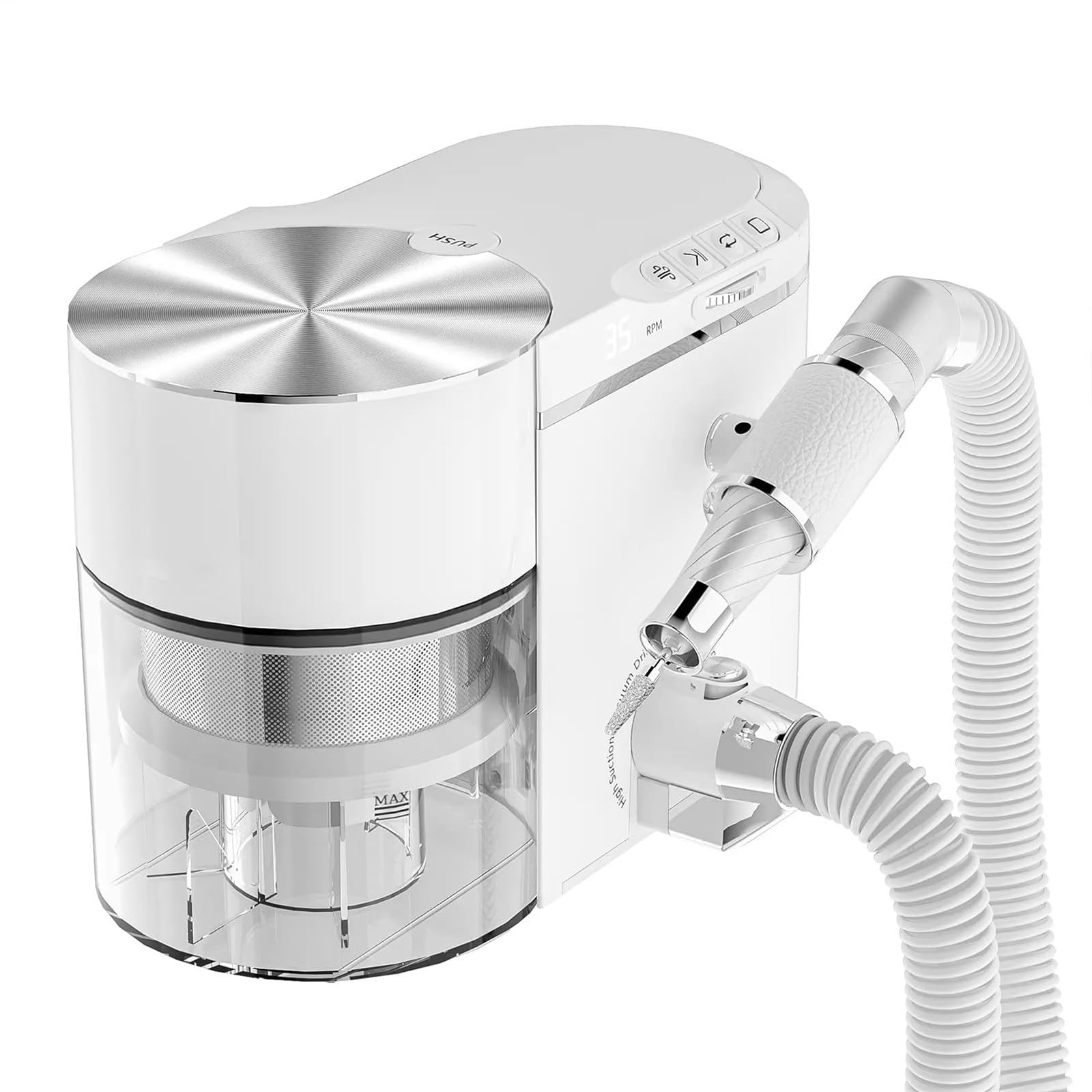 Sunseota Nail Dust Extractor, Electric Nail File Polisher, Electric Nail Drill File Kit with High Suction Vacuum, Brushless Motor, Drill para Uñas 30,000 RPM for Acrylics, Gel, Salon Use White