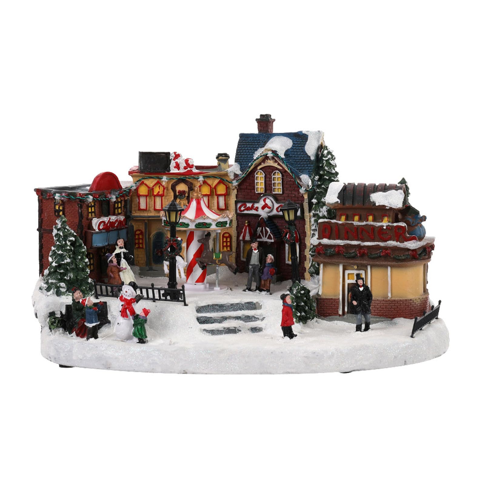 XAGMODSHN Caja De Música Navideña Iluminada con Luz LED Pueblo Navideño Musical Resina para Niños Cumpleaños Regalo Navidad Música Carrusel con Luces