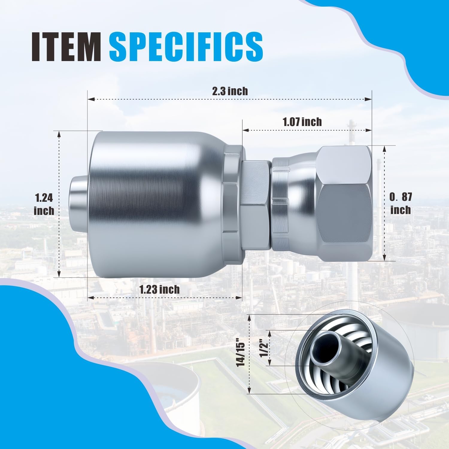 AKM 12-Pack 1/2 Hose x 1/2 JIC 37° Hydraulic Hose Fittings Female Hydraulic Hose End Swivel Crimp Fitting Coupling Hydraulic Fittings