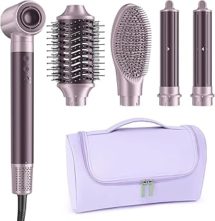 MESCOMB Dual Voltage Hair Dryer Brush for Travel – 5 in 1 Air Styler with High-Speed Blow Dryer, Anti-Frizz, Compact Design with Travel Bag, Ideal for Europe & Worldwide Use (100V–240V) Gift for Women Global Recycled Standard Global Recycled Standard Global Recycled Standard