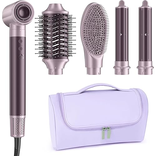 MESCOMB Dual Voltage Hair Dryer Brush for Travel – 5 in 1 Air Styler with High-Speed Blow Dryer, Anti-Frizz, Compact Design with Travel Bag, Ideal for Europe & Worldwide Use (100V–240V) Gift for Women