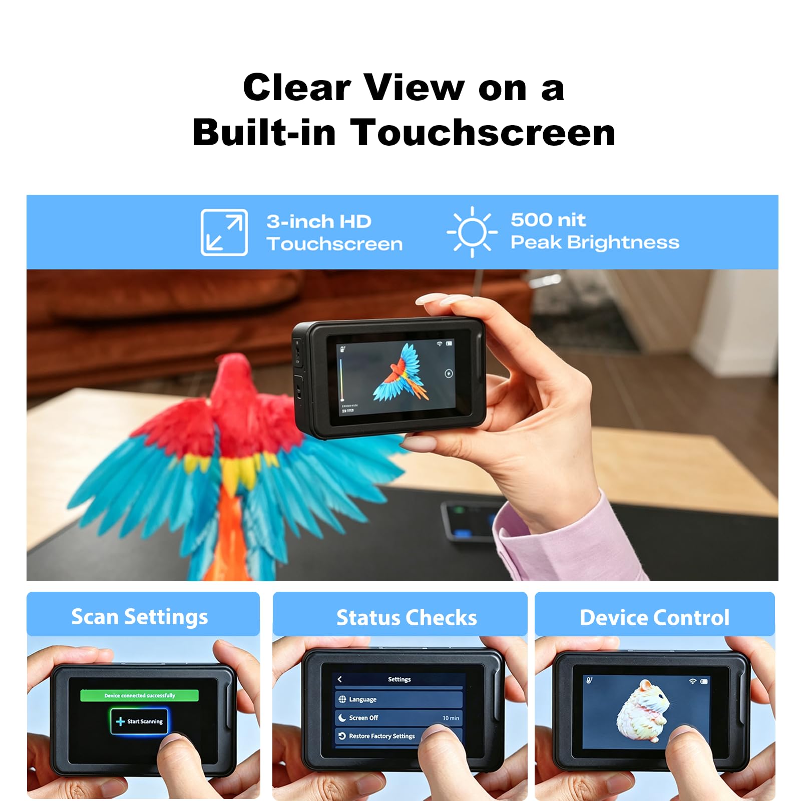 Creality Pika Scanner 3D tascabile con precisione da 0,03 mm, laser blu a 7 linee e luce strutturale IR, 110 fps, wireless, compatibile con smartphone e PC, per stampa 3D e inversa