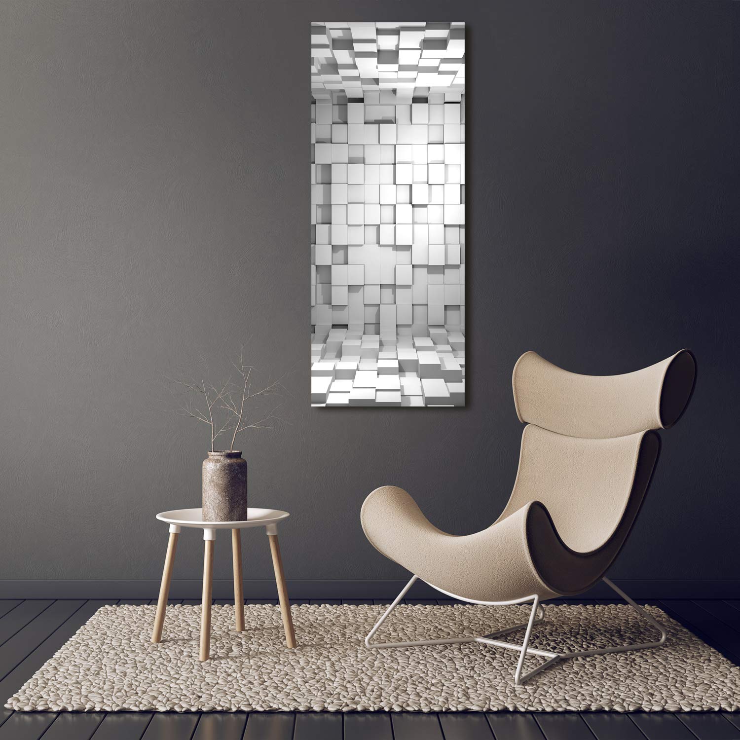 Tulup - Cuadro de Cristal Acrílico - 50x125cm - Impresion en Vidrio Plexiglás - Pintura Acrílica Póster - Cuadro Listo para Colgar - Decoración Sala Cocina - Arte: Moderno Y Clásico - Gris - Cubitos