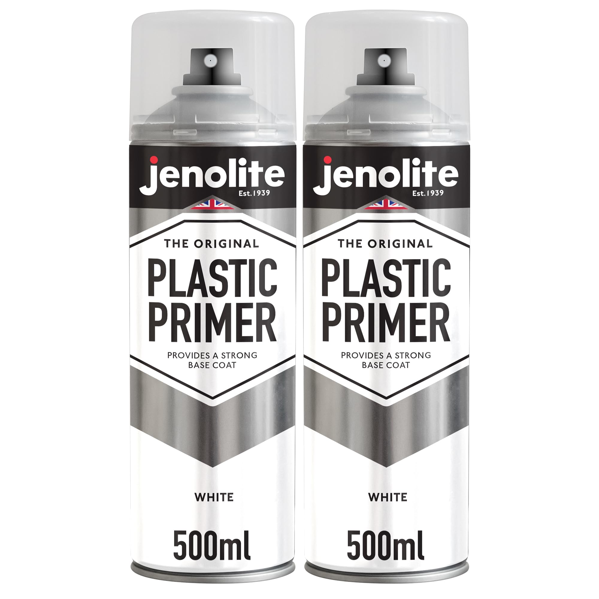 JENOLITE Plastic Primer Spray Paint White 2 x 500ml - Primer for Plastic