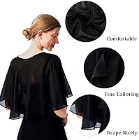 Vista 4 de Ciormis Chiffon Capelet Women's Soft Shawls and Wraps for Evening Dresses, Wedding Formal Dress Shawl Cape Cover up