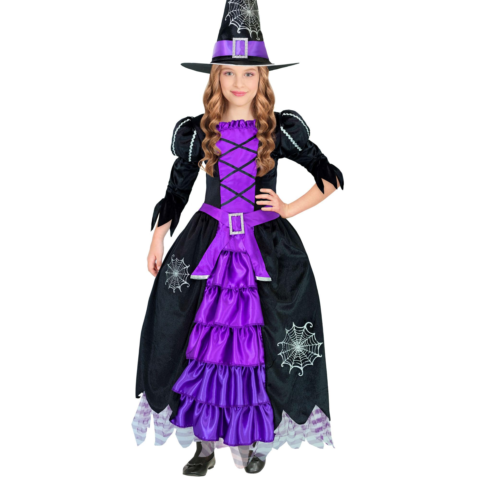 W WIDMANN MILANO Party Fashion 24925 Kinderkostüm Hexe Children's Witch Costume, Purple, 116 (EU)