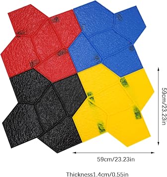 Concrete Stamps Mats,Concrete Texturing Skin,Concrete Stamping Molds,4 Pieces Concrete Stamping Molds for Wall & Floor,Professional Grade Concrete Stamp,Concrete Cement Wall Floor Mat,Realistic Detail