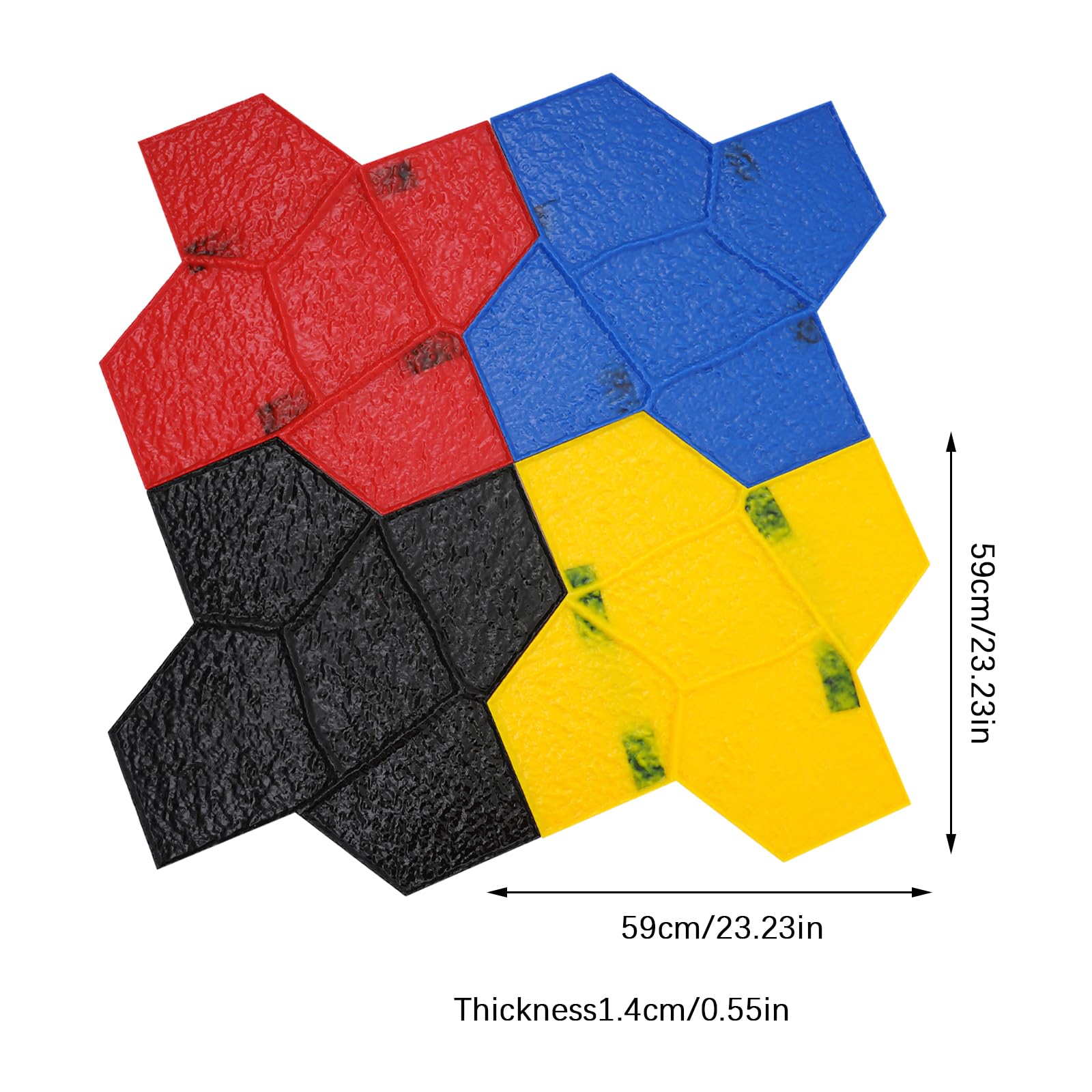 4 tappetini per timbri in cemento, 59 x 59 cm, stampo per calcestruzzo, pelle testurizzata in poliuretano, tappetino realistico in ardesia, per pareti e pavimenti, quattro colori