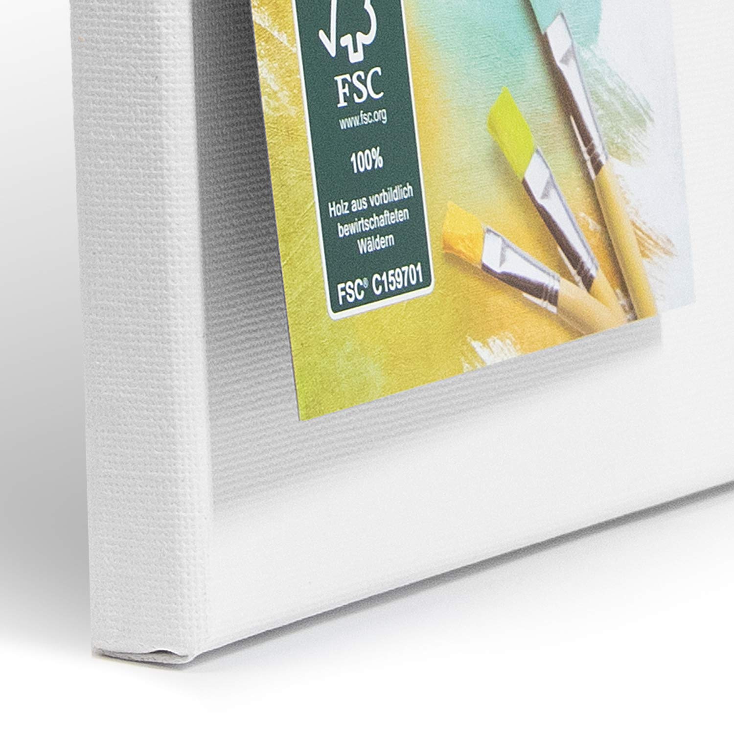 Juego de 10 lienzos para pintar (5 unidades de 40 x 50 cm, 5 unidades de 30 x 40 cm), lienzo de algodón 100%, tensado en bastidor de madera FSC®, 280 g/m², 2 capas de imprimación blanca