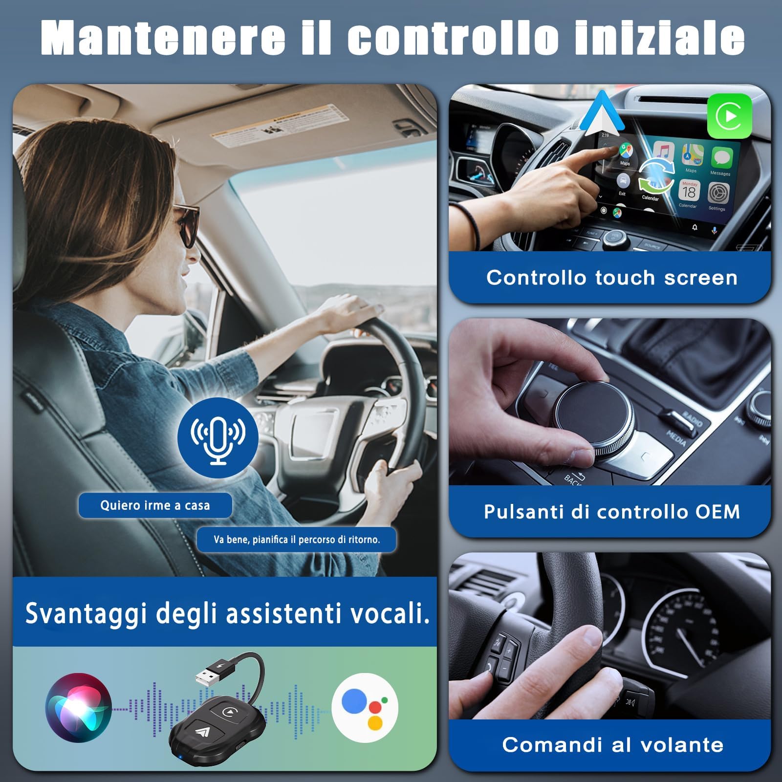 2025 CarPlay Wireless ios & Android Auto Wireless Adattatore [2-in-1], Adattatore Converti Wired in Wireless Android Auto Wireless per Auto con Funzione Carplay o Android Auto, connessione automatica