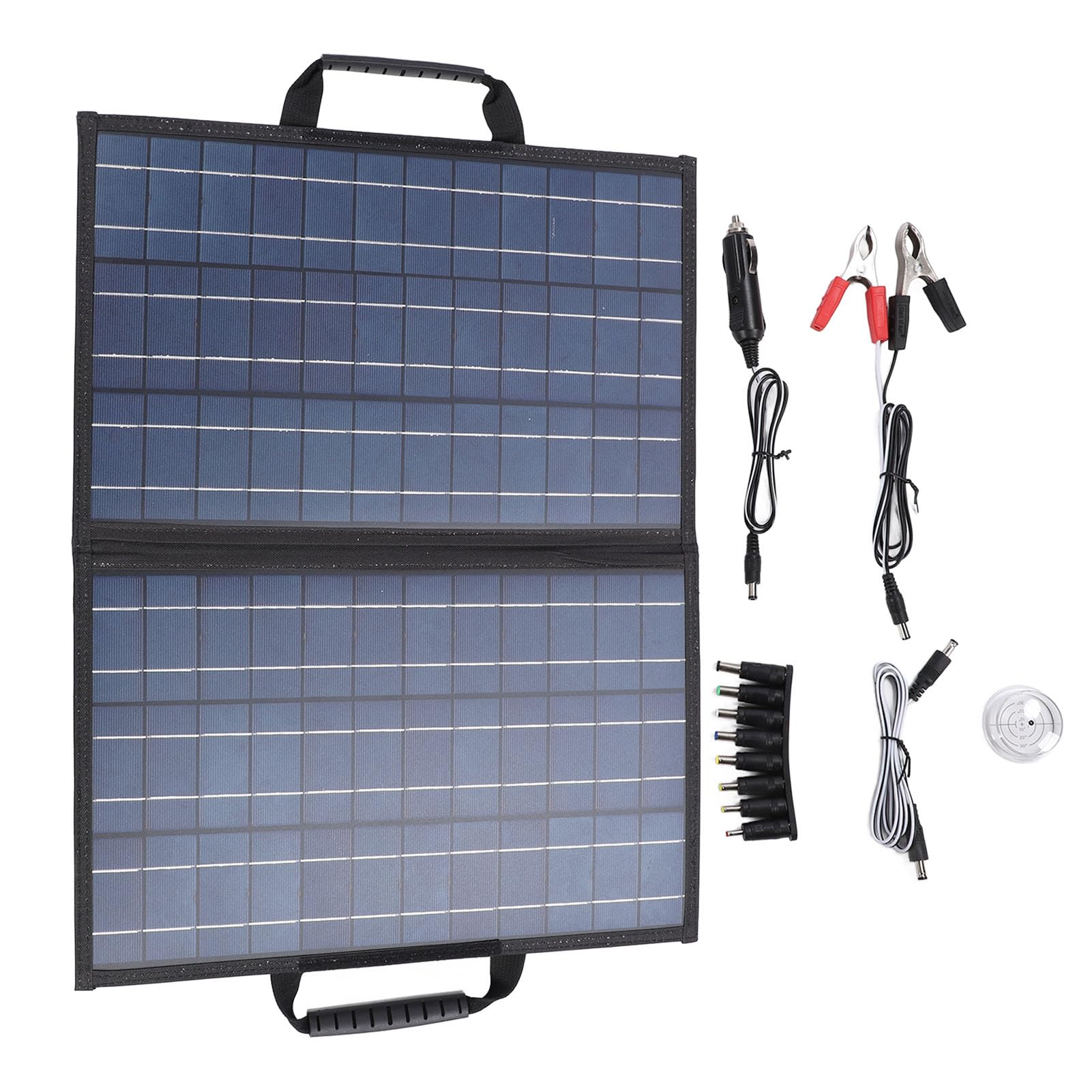 Kit de panneau solaire 80 W chargeur solaire pliable portable avec compteur de réglage d'angle double USB charge rapide pour camping en plein air randonnée silicium polycristallin