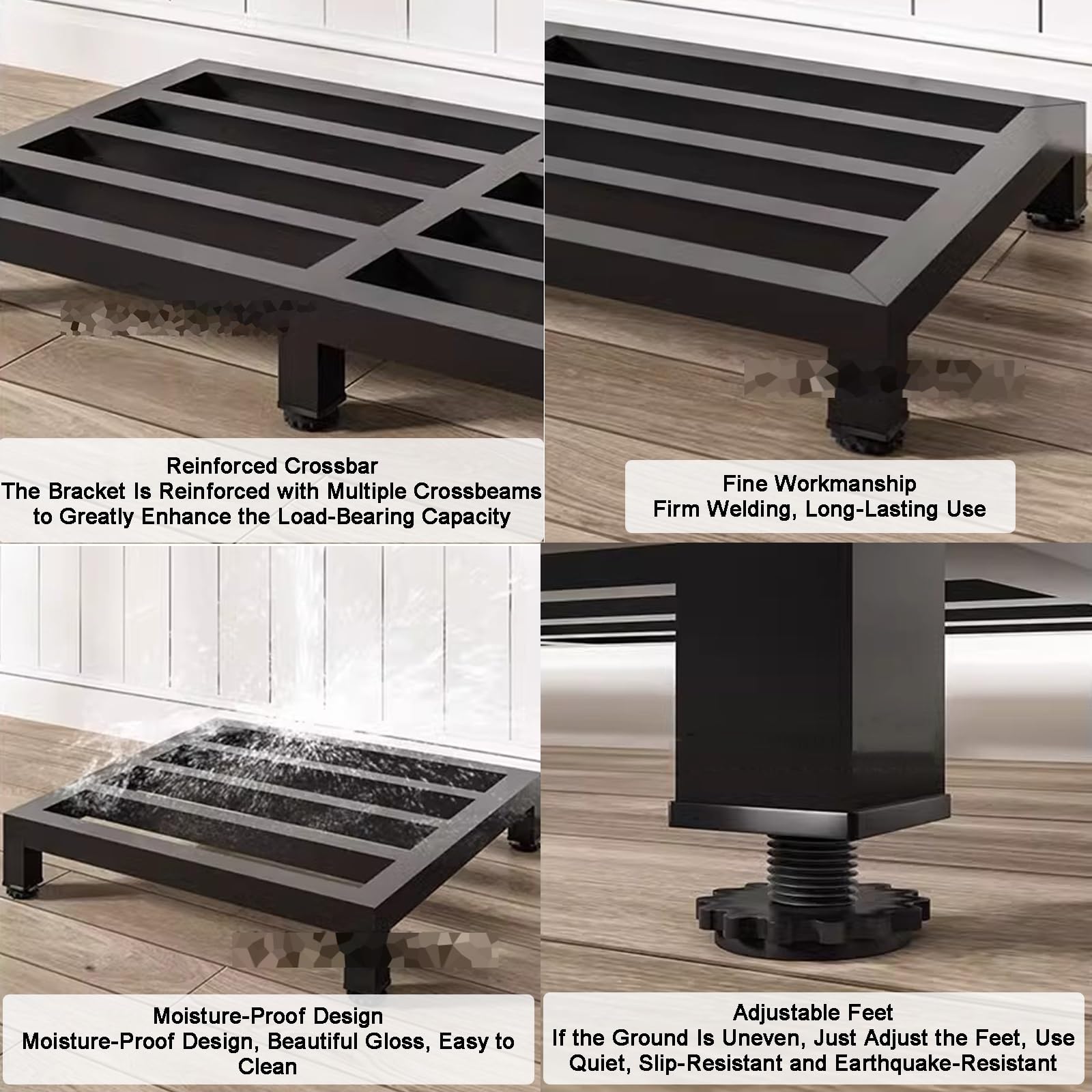WIGING Metall Blumentopfständerfüße, Feuchtigkeitsbeständig Erhöhung Bodenpaletten, Möbel Geräte Kühlschrank Klimaanlage Untergestell Für Lagerhallen Küchen Geschäfte(Black,40x30x10cm)