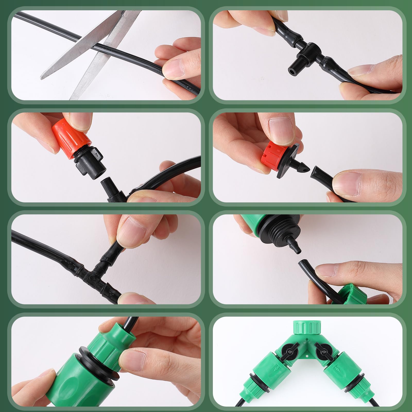 VIHOSE Kit de sistema de riego por goteo de 328 pies, tubo de distribución en blanco de 1/4 pulgadas, sistema de riego automático de jardín, kit de aspersor para jardín, cama elevada, invernadero,