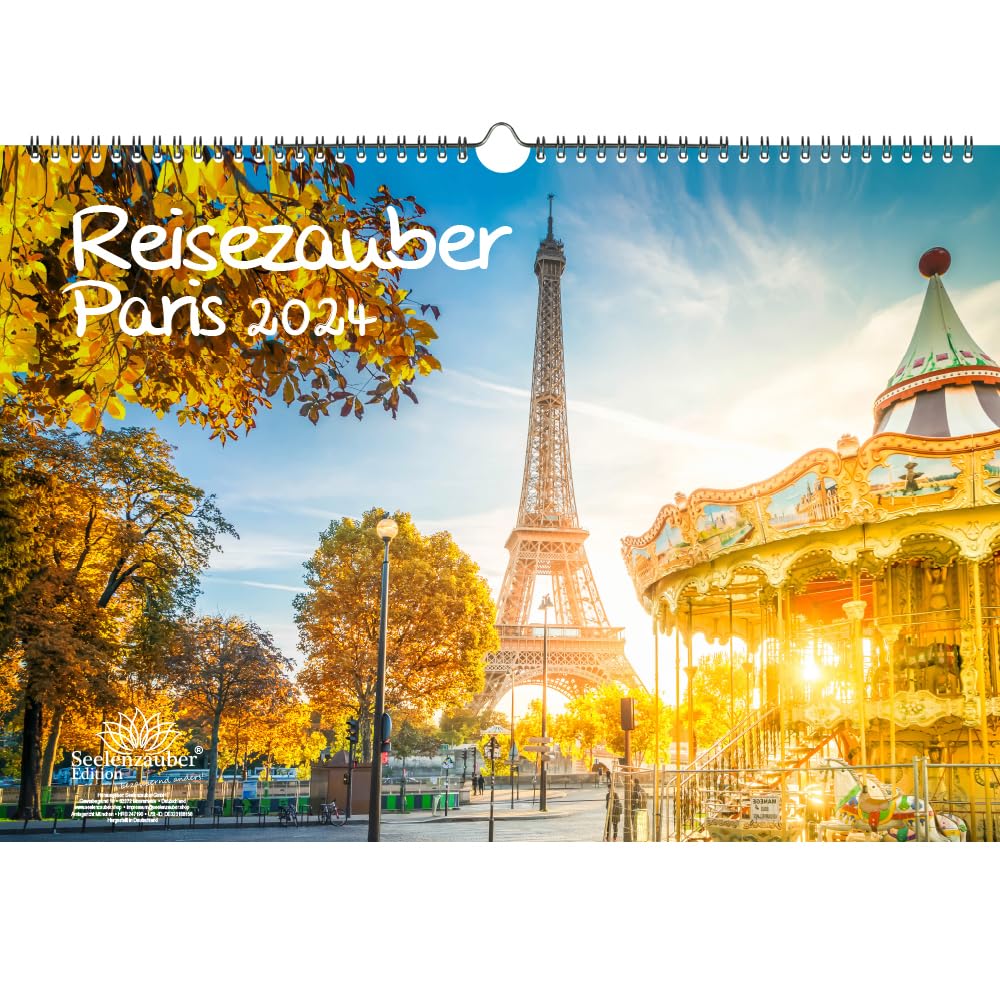 Travel Magic Paris DIN A3 Calendar for 2024 Holiday Paris France Seelenzauber
