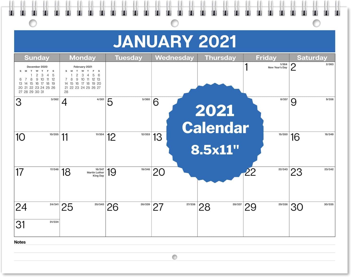 Small Academic Wall Calendar 2020-2021, Monthly Calendar 2020 2021 8.5x11 Inches for Binder Folder, Desk or Wall, Use July 2020 to December 2021, School Year Calendar 2020-2021 and Full Year 2021