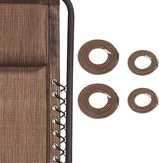 Professional Replacement Cords for Zero Gravity Chair(4 Cords), Zero Gravity Recliner Repair Tool for Lounge Chair, Bungee Chair Cord (Brown)