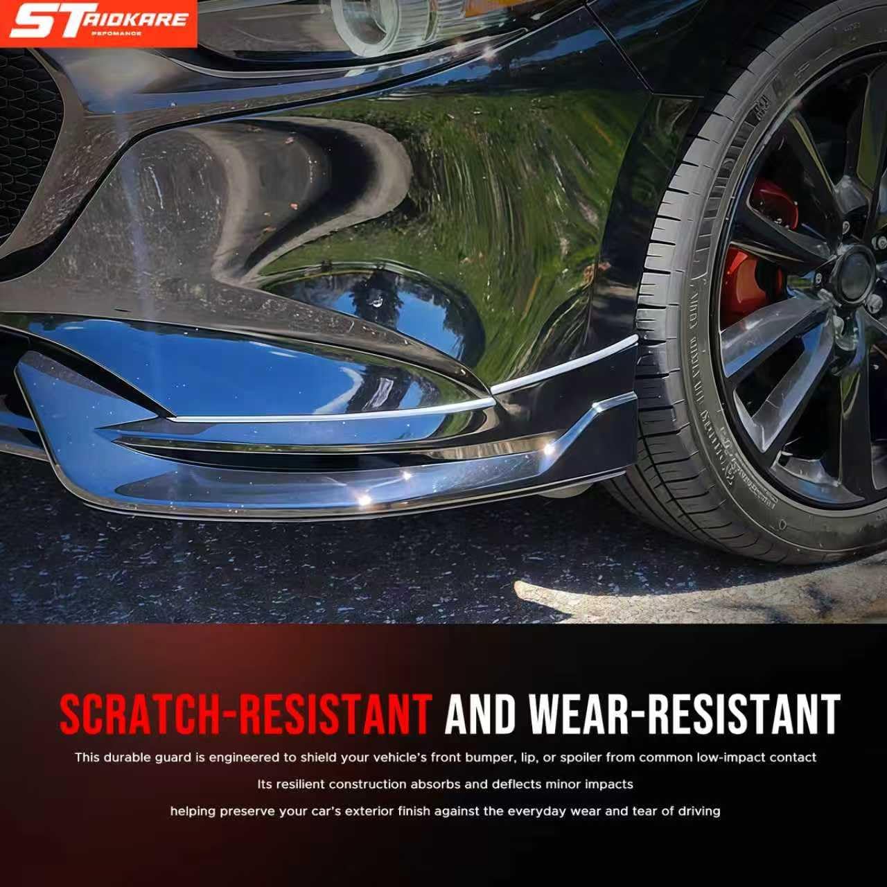 Bumper Guard for Cars Polyurethane Front Bumper Protector Ultra Universal Aftermarket Front Bumper Lip Splitter Compatible with Lowered Cars/SUV Anti-Scratch Bumper Scrape Guard Skid Plate KIT