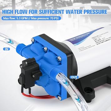 5059-1310-D011 5.3 GPM Automatic Demand 12VDC Diaphragm Pump with 60 PSI Built-In Pressure Switch Viton valves Self-Priming & 1/2 NPTF Port