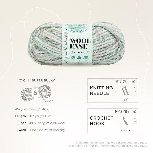 Vista 295 de Lion Brand Yarn Wool-Ease Thick & Quick Yarn - 318.2 ft, Graphite Grafito