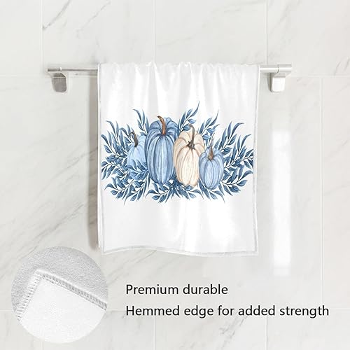 Miniatura 2 de Toallas de mano suaves con diseño de calabaza azul acuarela para baño, 30 x 15 pulgadas, decoración de otoño, para cocina, plato de cocina, toalla