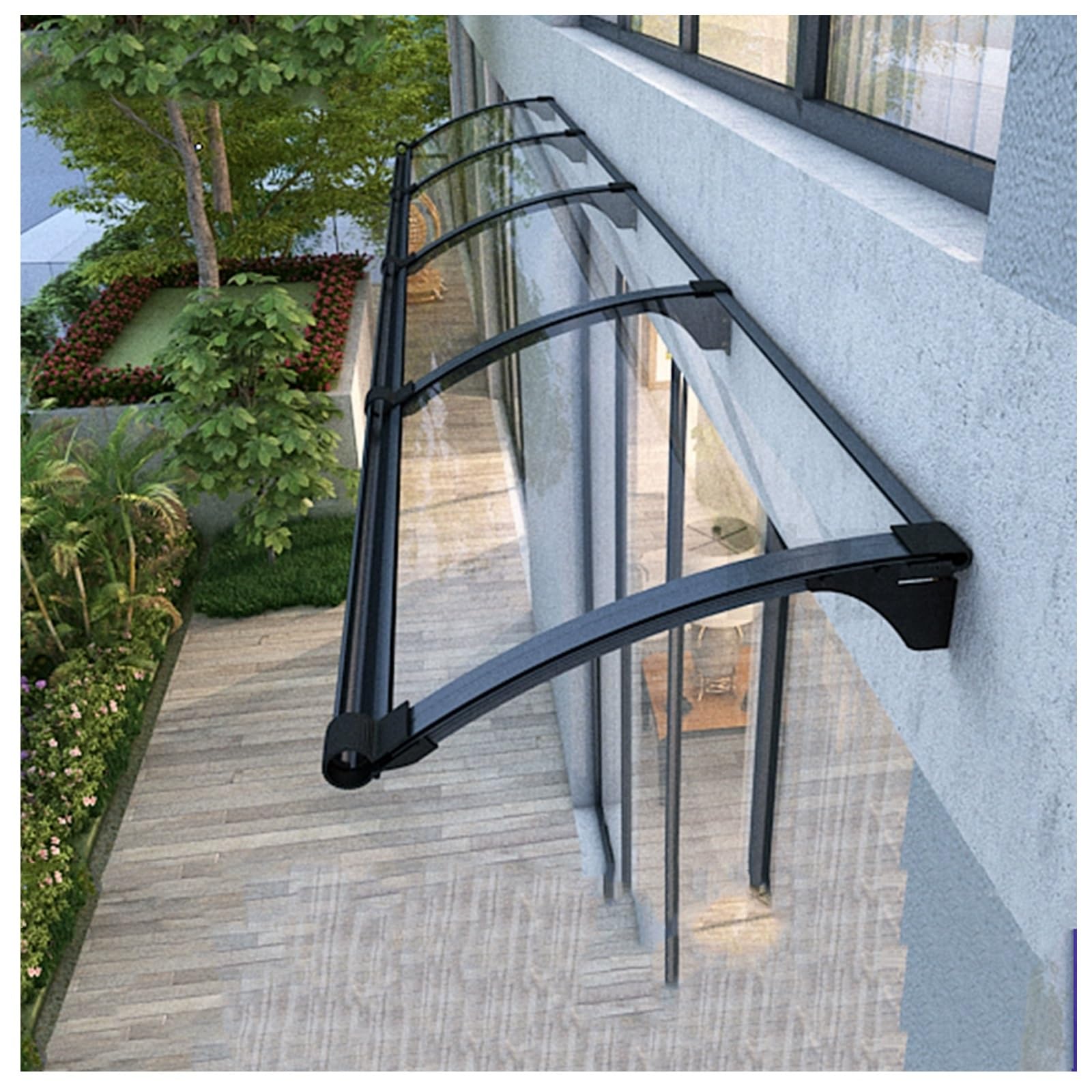 Auvent de porte avant extérieur de jardin patio porche 100x120cm rigide