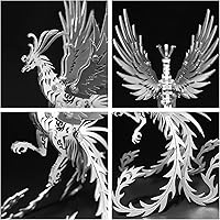 Vista 5 de Kits de modelo de metal 3D, rompecabezas de metal 3D de pájaro mecánico no muerto, serie de animales mitológicos de acero, rompecabezas