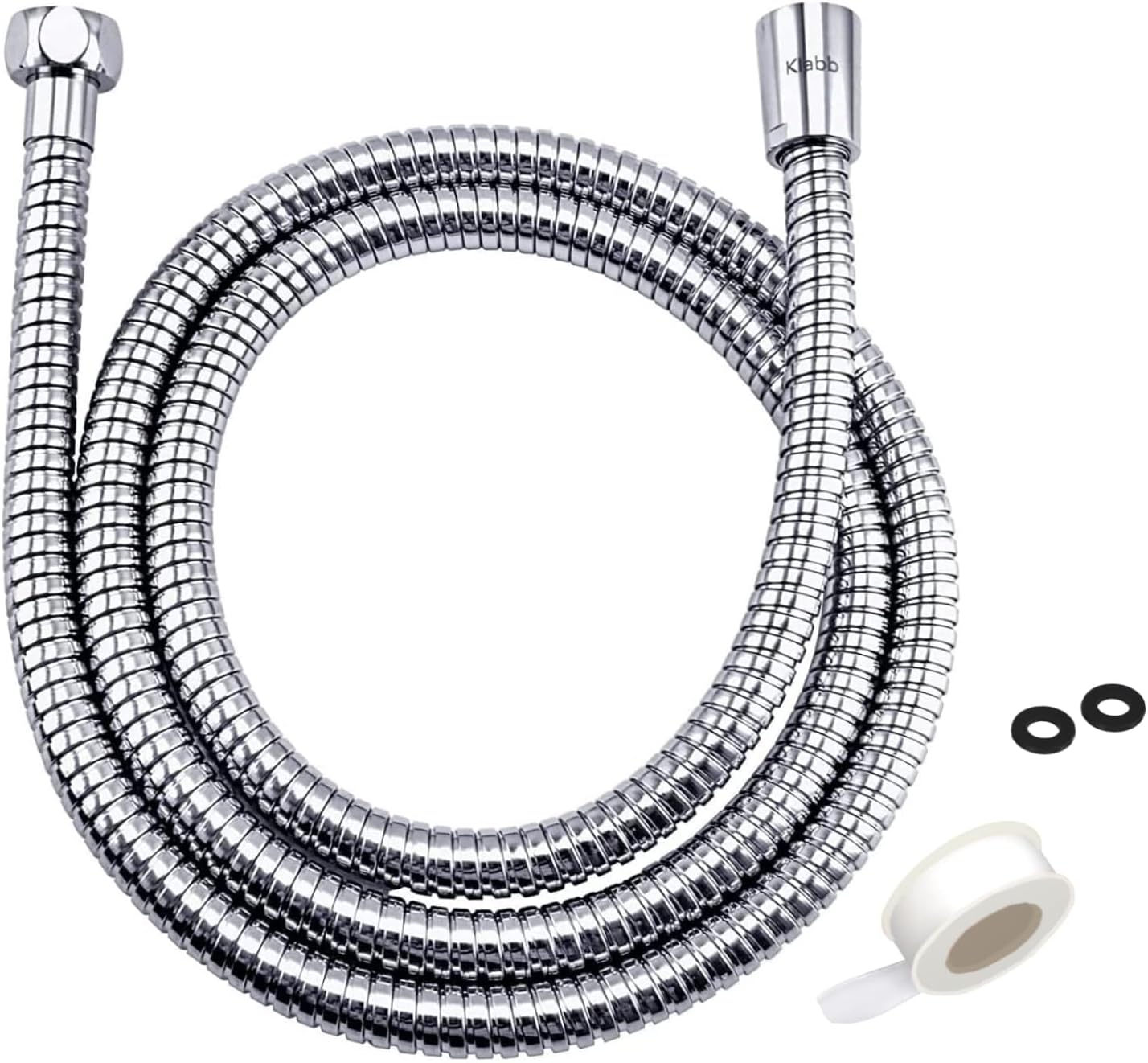 Klabb Shower Hose, 60 Inches (1.5m) Extra Long Chrome Handheld Shower Head Hose with Brass Insert and nut