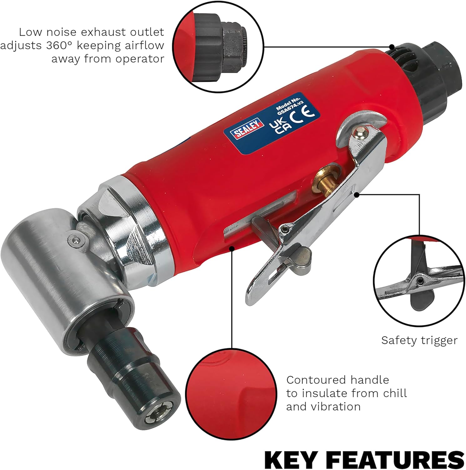 Sealey GSA674 90 Degree Angle Air Die Grinder