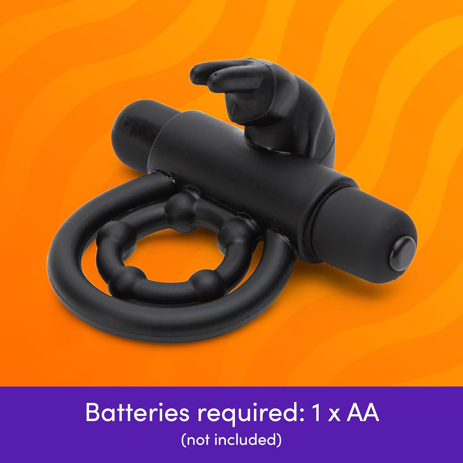 Lovehoney Bionic Bullet Rabbit Vibrating Cock Ring - Stretchy Double Silicone Ring with Rabbit Ears - 5 Function Removable Bullet Vibrator - Waterproof - Black