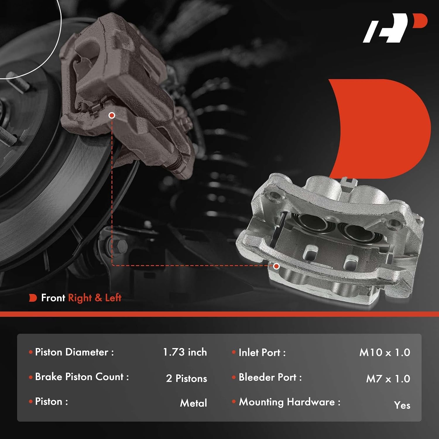 A-Premium Brake Caliper with Bracket Compatible with Nissan and Infiniti | Compatible with QX50 2016-2017, Q50 2014-2018, Q60 2017-2018, Rogue, X-Trail
