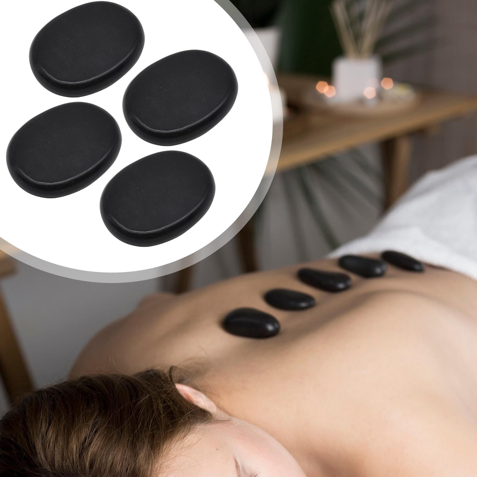 Juego de Calientes para Masaje Gua Sha, Herramienta Portátil, Regalo Fácil de Usar, SPA Profesional, Piedras Calientes de Calidad, C, 9cmx7cm
