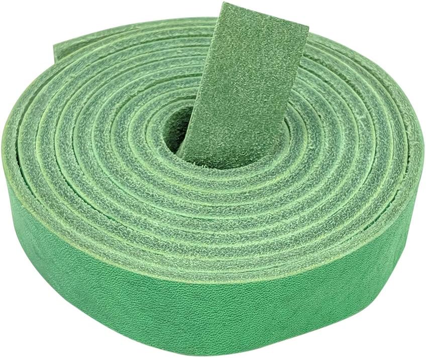 TOFL 3/4" Wide Leather Strap | Leather Strips for Crafts, Jewelry, & Furniture Projects | 72" (6 Feet) Long x 3/4" Wide x 1/8" Thick (7-8oz) | Leaf Green