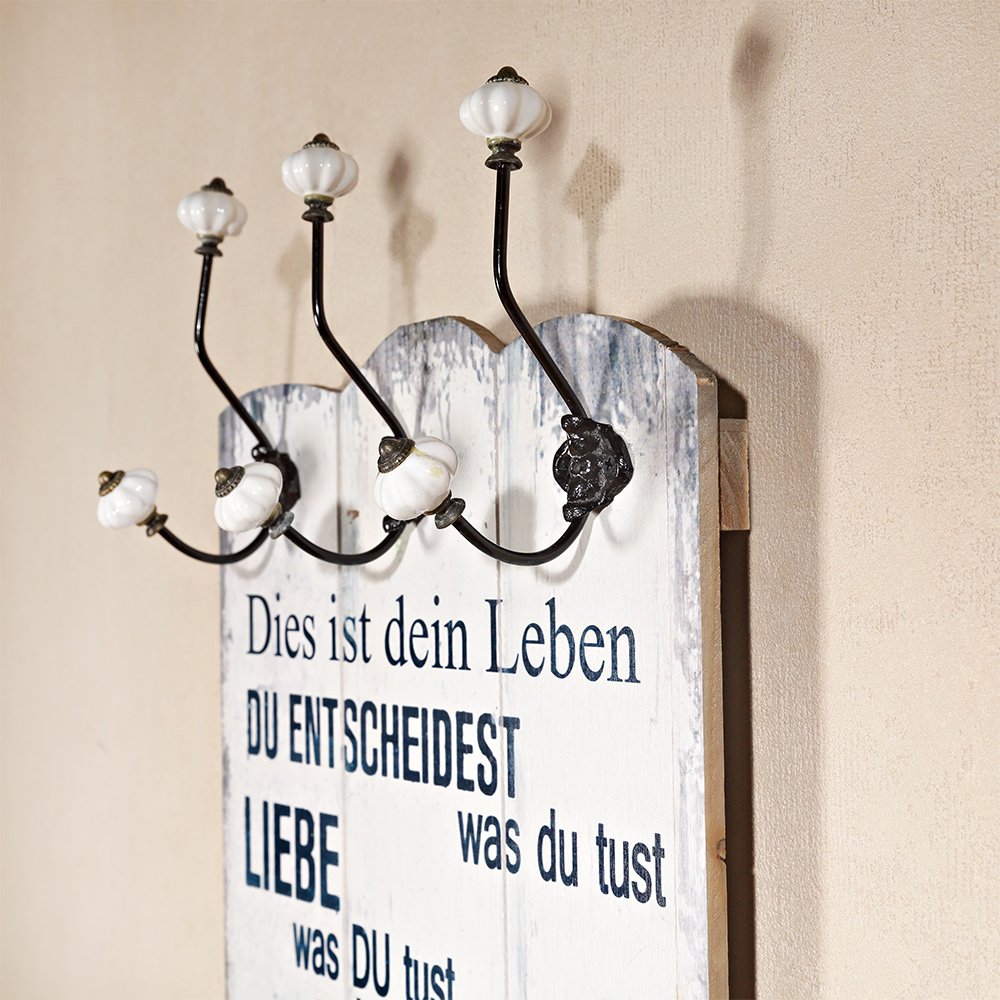 Melko Wandgarderobe Garderobenpaneel Shabby Chic 6 Kleiderhaken 100x40 cm