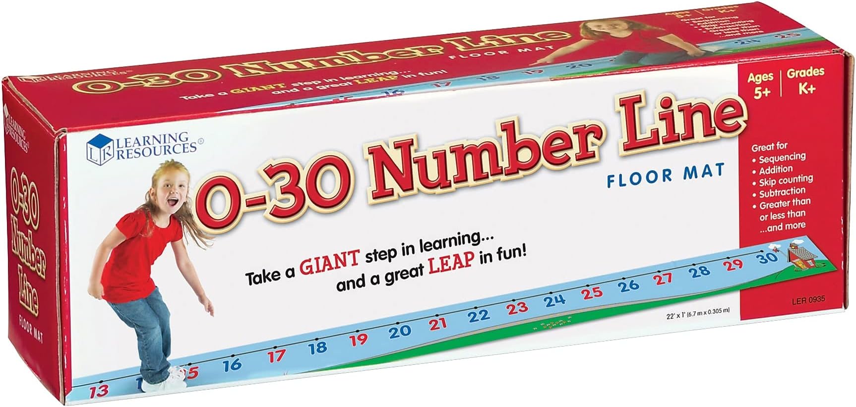 Learning Resources 0-30 Number Line Floor Mat, Blue