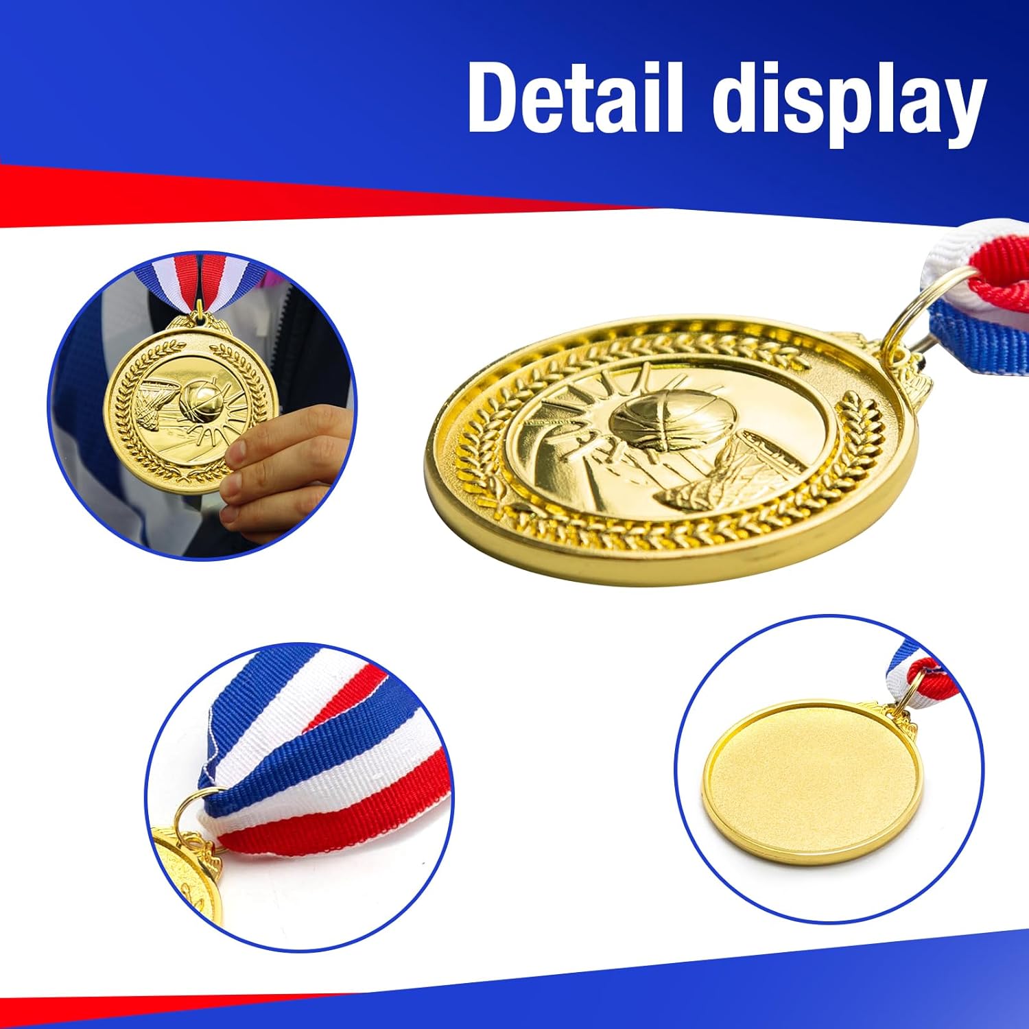 UOIENRT 24Pcs Soccer Basketball Medals, Gold Award Medals for Kids, Sports Competitions, Celebration, Sports Meeting, Party Favors(5cm)