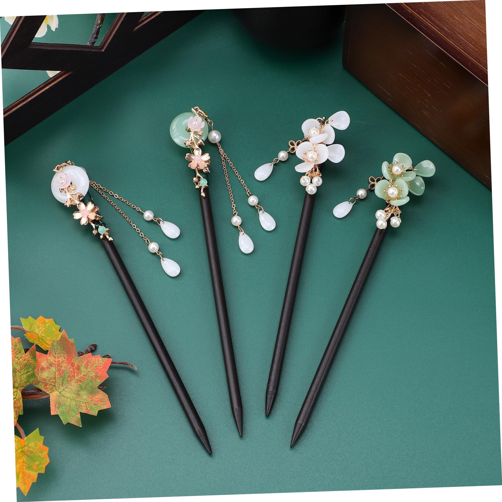 Beavorty Lot De 4 Magnifiques Bâtons À Cheveux En Bois Épingles À Cheveux Chinoises Pour Femmes Accessoires Pour Cheveux 4 Pièces X 4