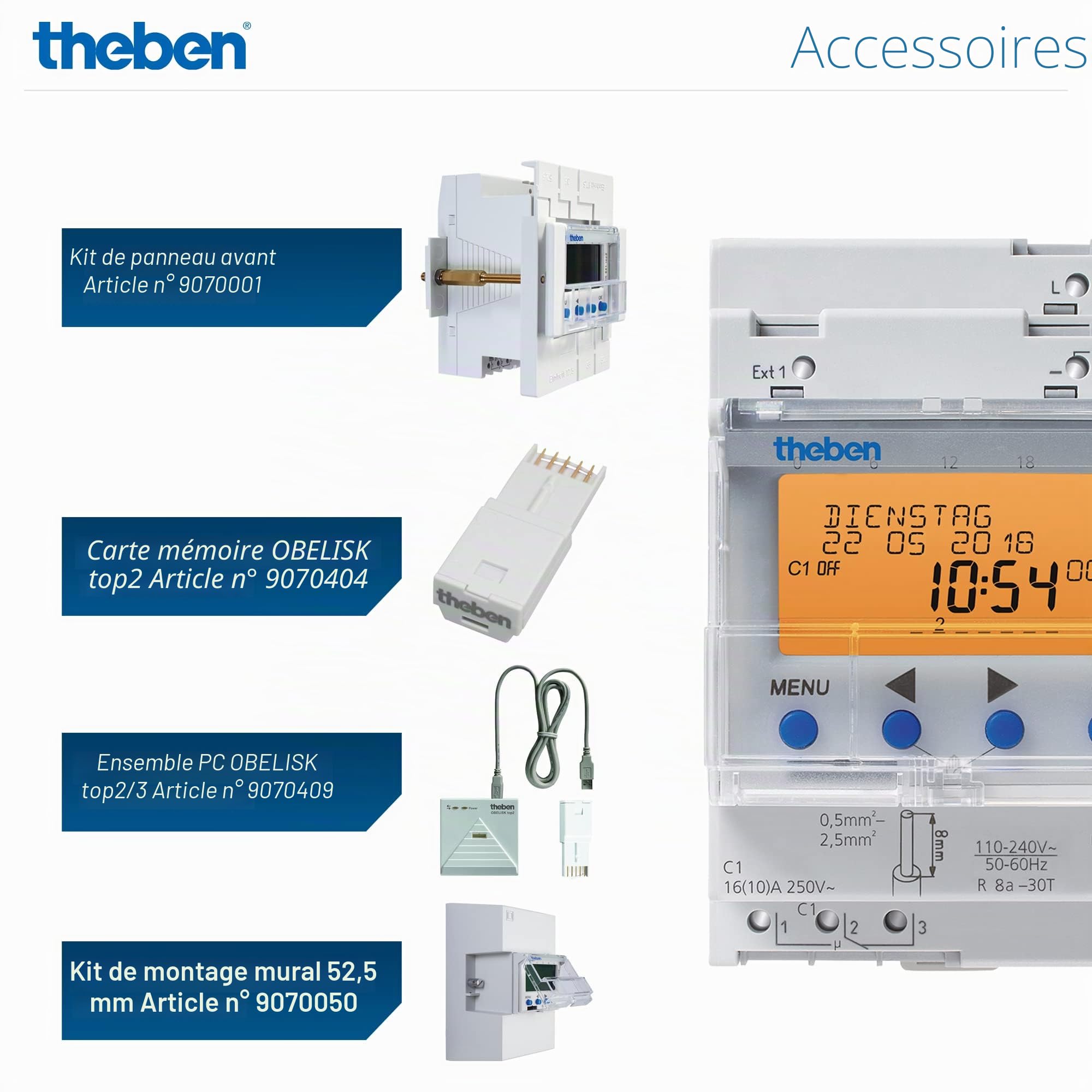 Theben 6410100 TR 641 top2 Horloge programmable Digitale annuelle 1 Canal