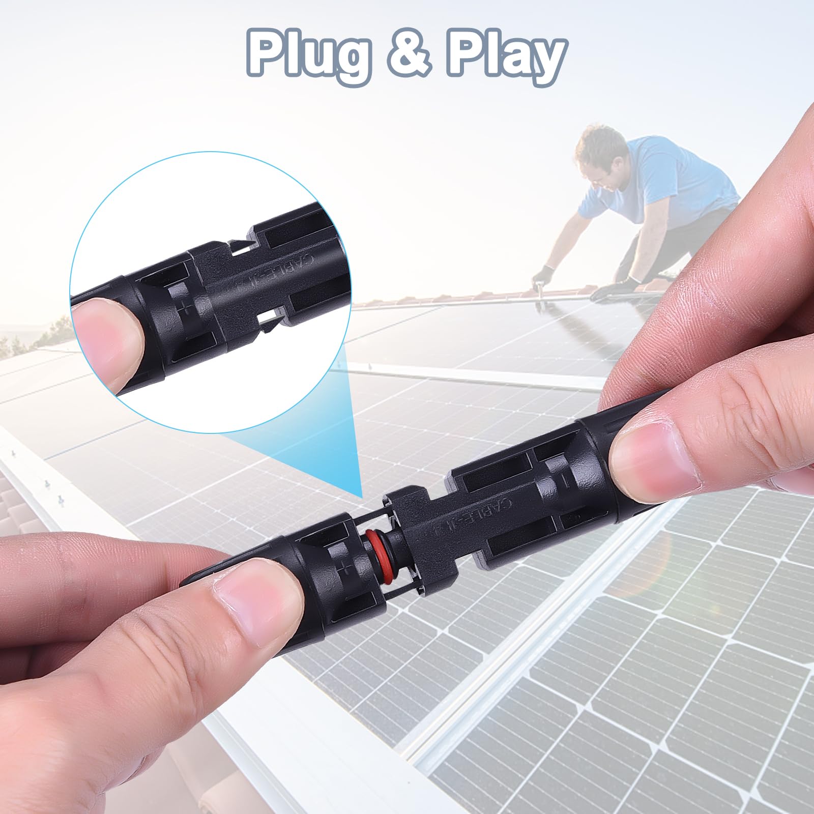Cable de extensión de panel solar de 12 AWG con conector hembra y macho, cable de extensión solar para paneles solares, controladores de carga