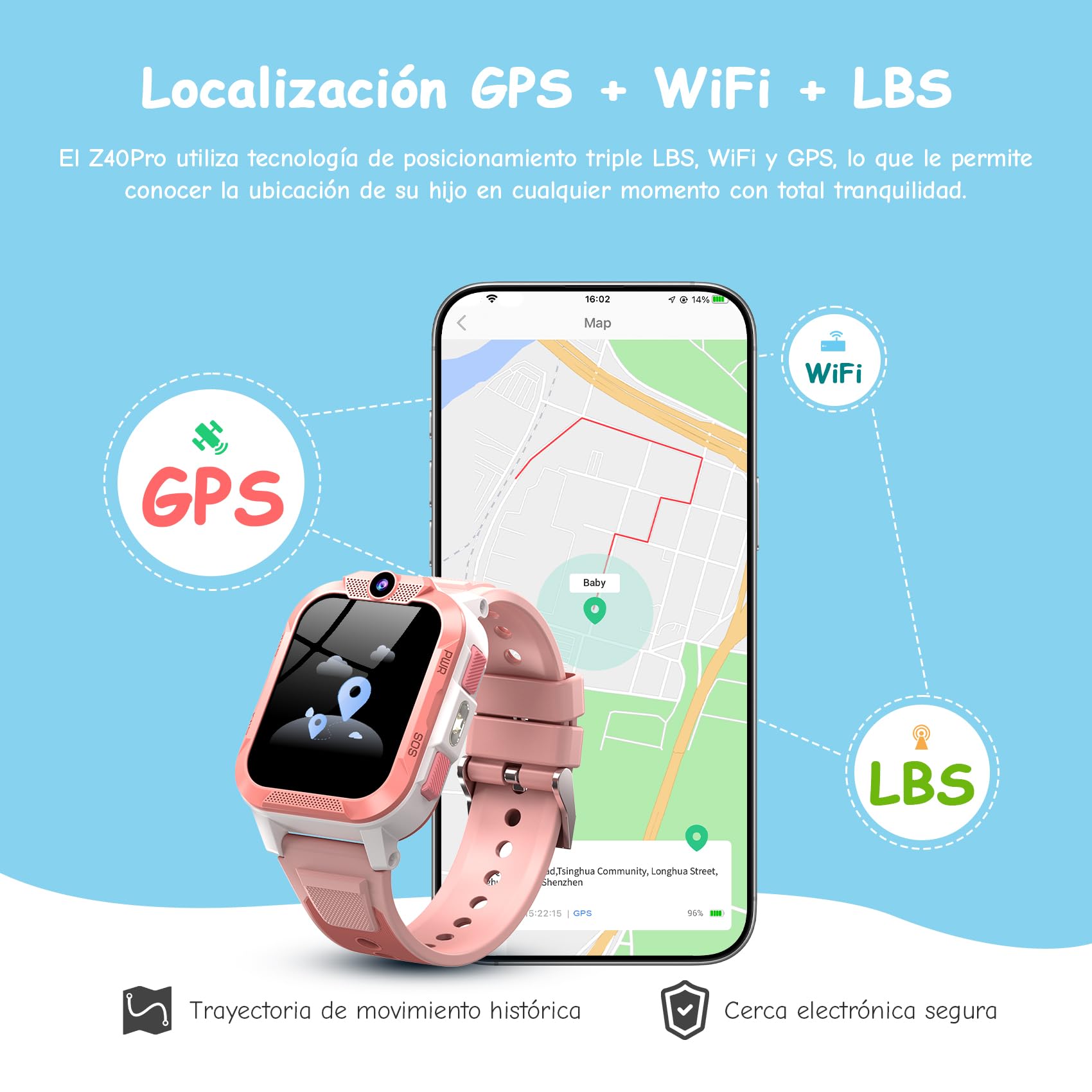 IOWODO Reloj Inteligente Niño, 4G Smartwatch Niño con Llamadas, Videollamada, GPS y SOS, Modo Escuela, Batería 850mAh, IP68 Impermeable, Regalo Ideal para Niños de 5 a 14 Años
