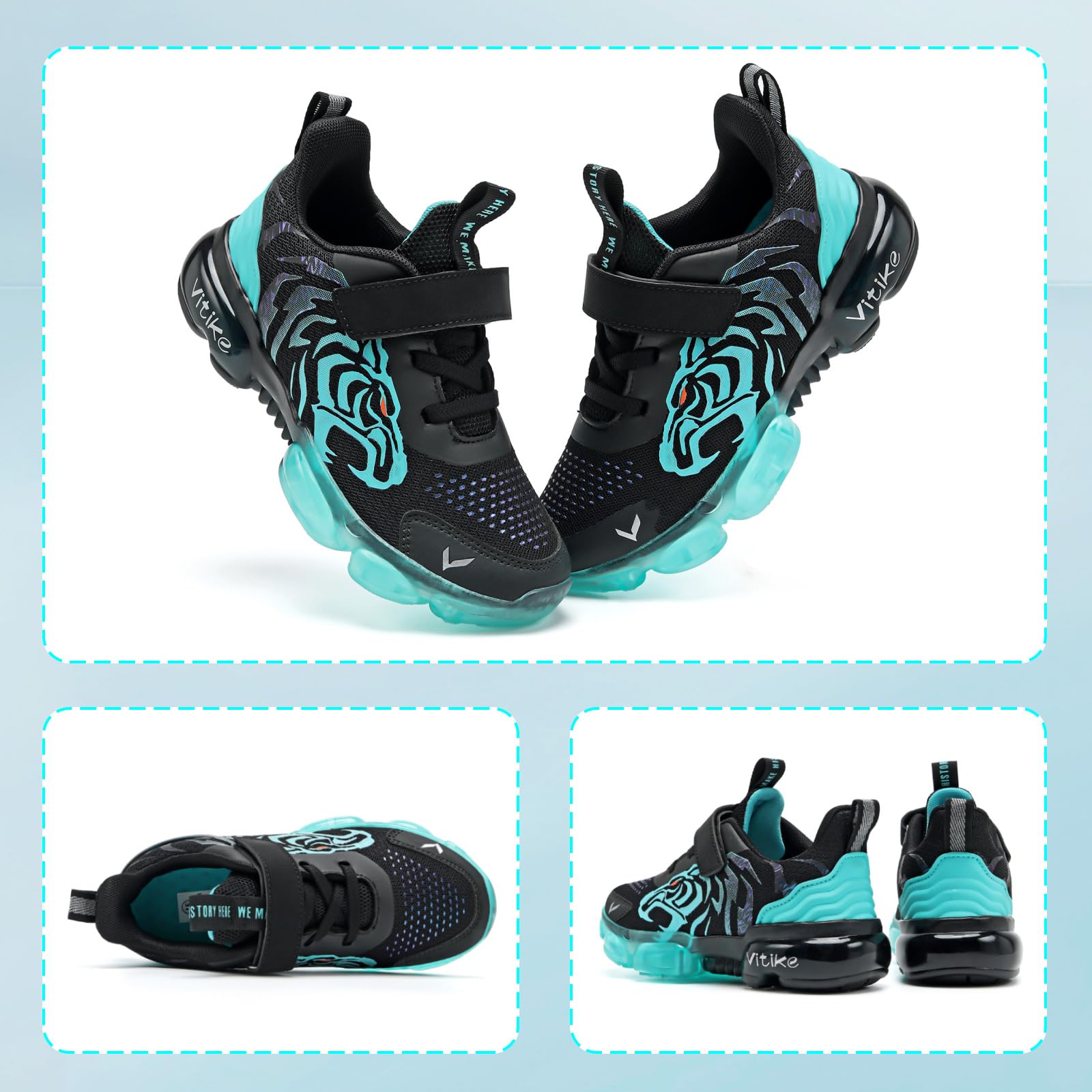 JMFCHI Zapatillas de deporte para niños, zapatillas de deporte para niños, zapatillas de interior y exterior, con cierre de velcro, transpirables, antideslizantes