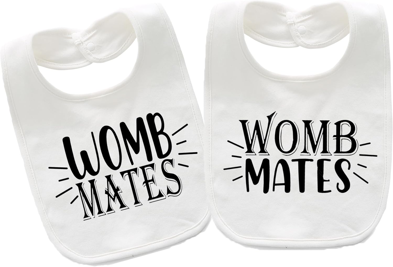 2-Pack Baby Twins Bibs Womb Mates Soft Cotton Matching Feeding Bib Twin Newborn Infant Boys Girls