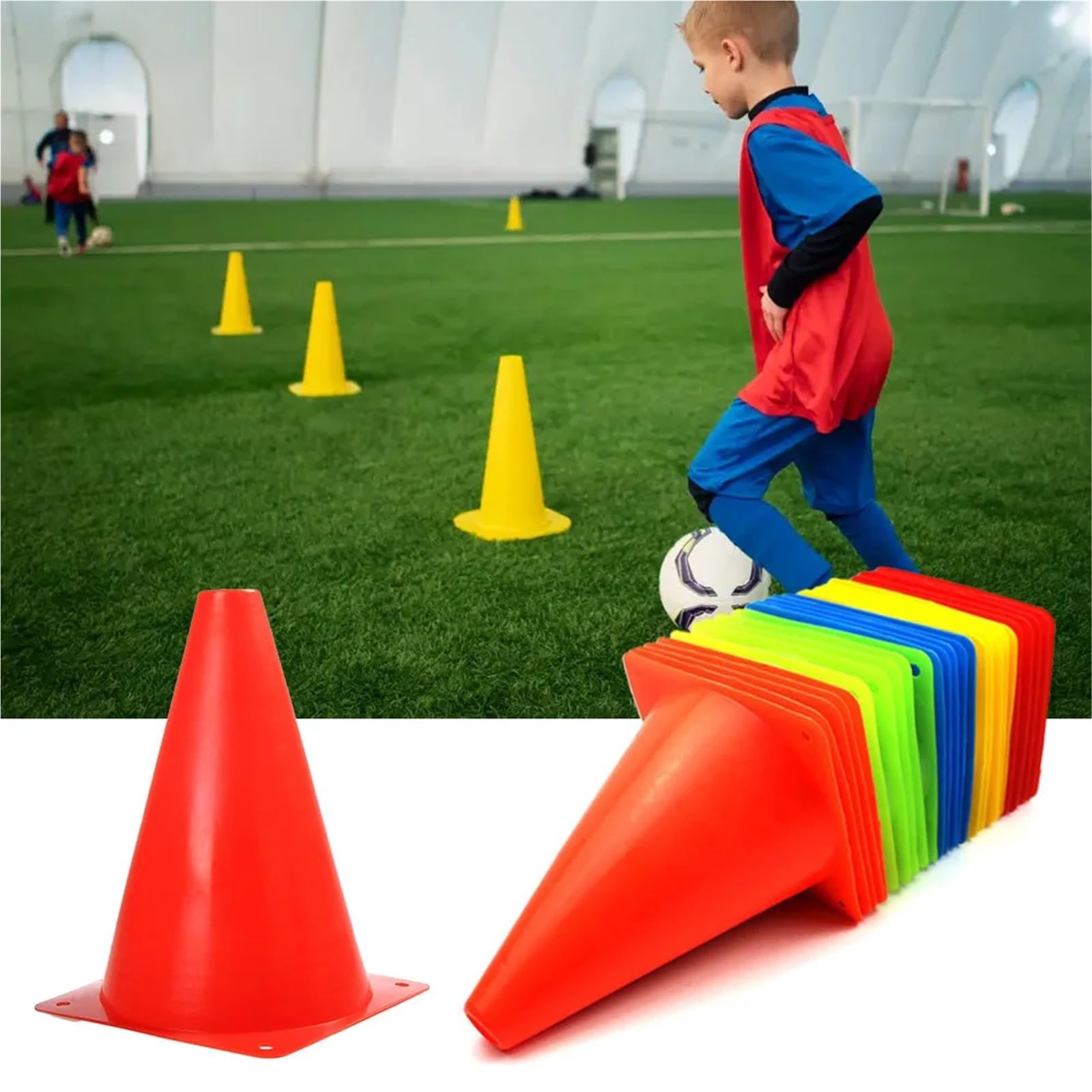 Plastikowe stożki 10 szt. 18CM Bariera drogowa Szyszki treningowe Markery sprężynowe do sportów piłkarskich i gier halowych na świeżym powietrzu(Green)
