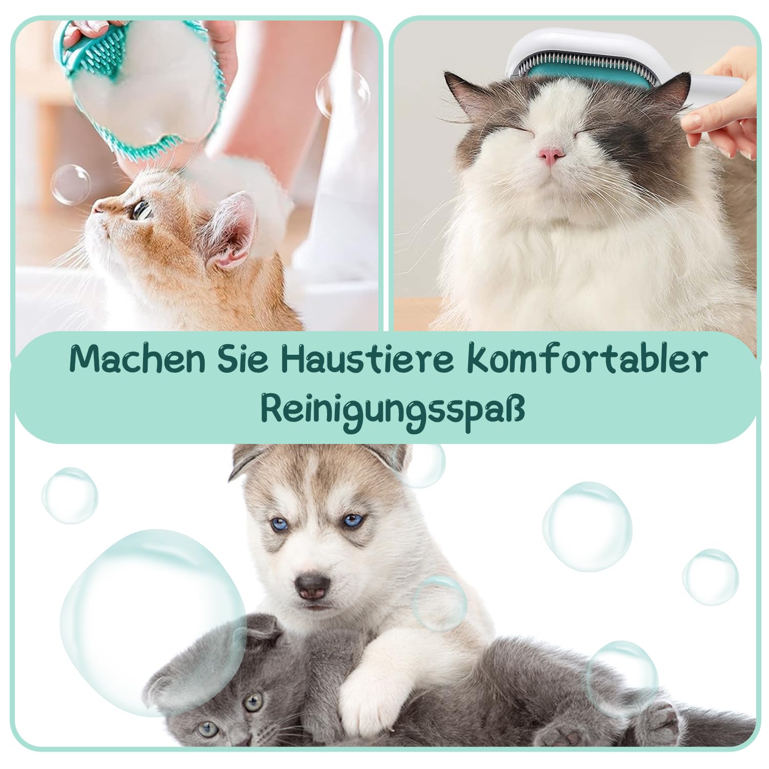 Cat Water Brush, Pet Silicone Bath Brush, Pet Hair Cleaning Brush, Pet Silicone Bath Brush, Cat Brush with Water Tank - Image 3