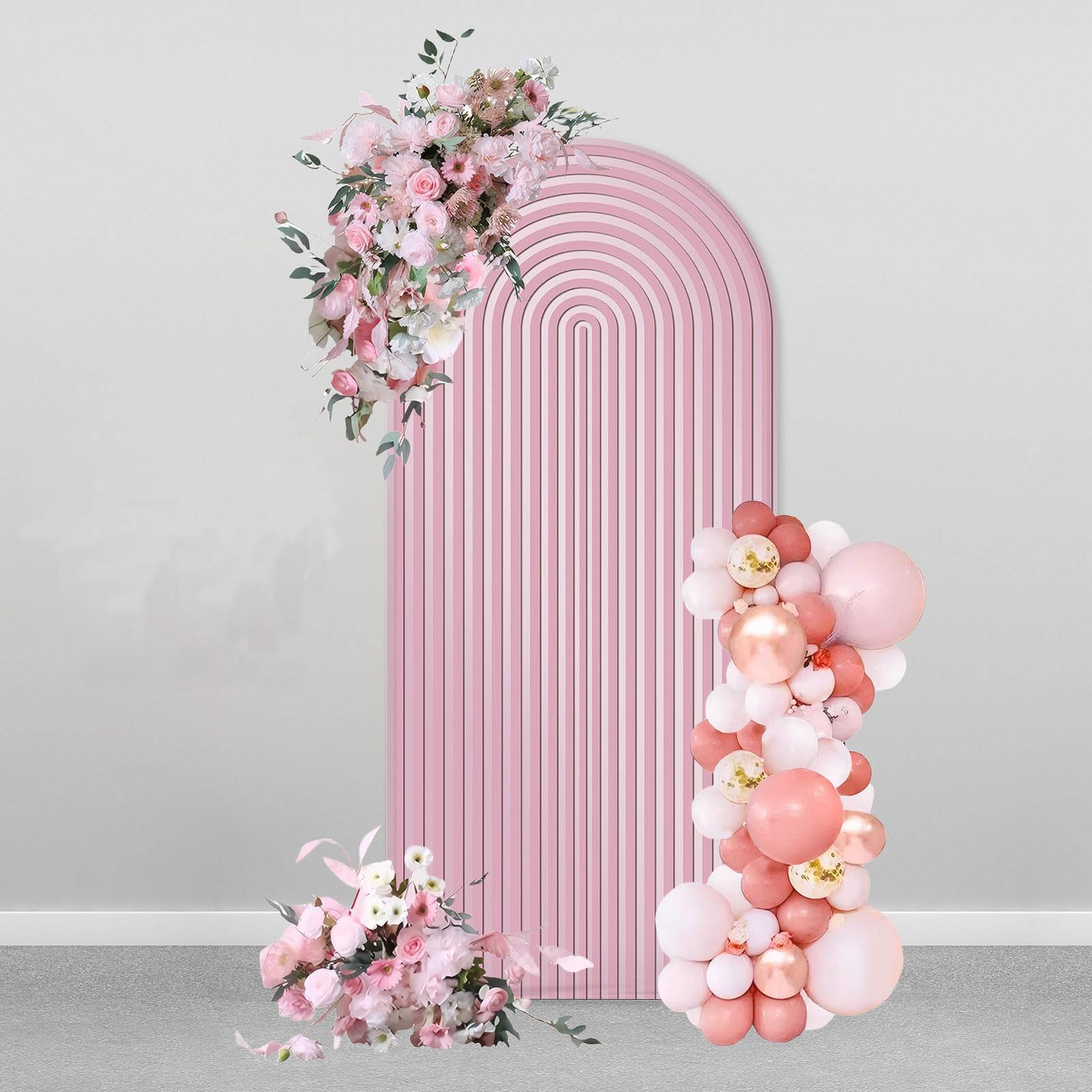 AIBIIN 100 x 210 cm sfondo a forma di arco rosa 2 lati Fit sfondo stand per matrimonio, compleanno, baby shower, festa di famiglia