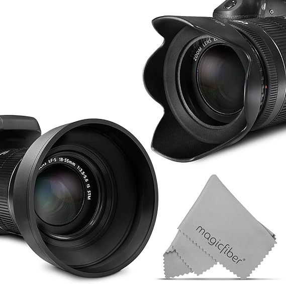 58MM Lens Hood Set (Tulip Flower + Collapsible Rubber Lens