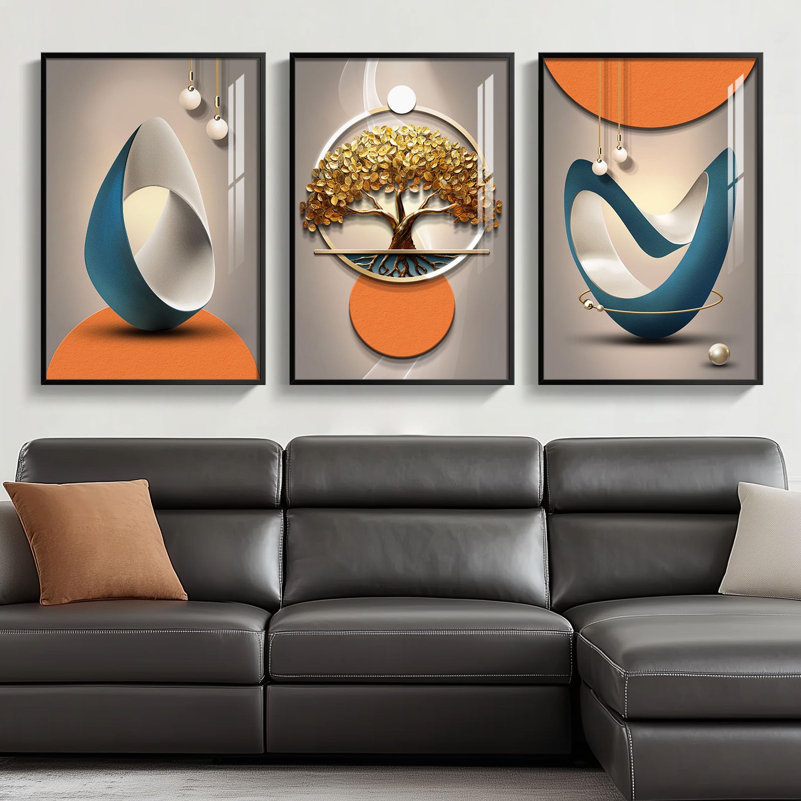 Amazon.com: Framed Modern Large Wall Art for Living Room, Bright Style ... - Large-Scale Artwork For Modern Apartment Walls